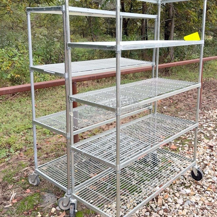 2 metal rolling shelves up to 4' wide