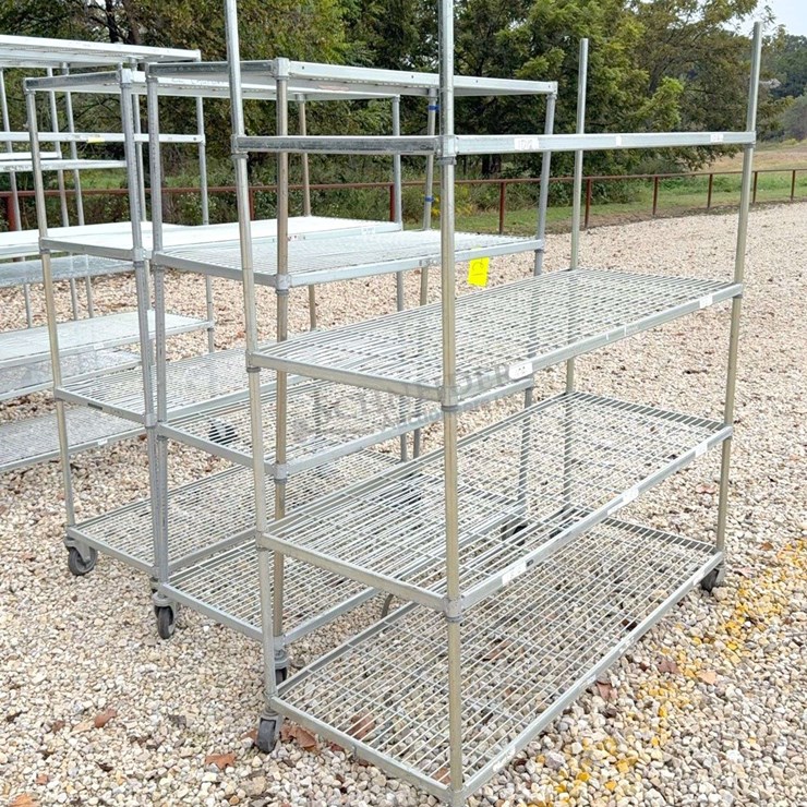3 metal rolling shelves up to 5' wide