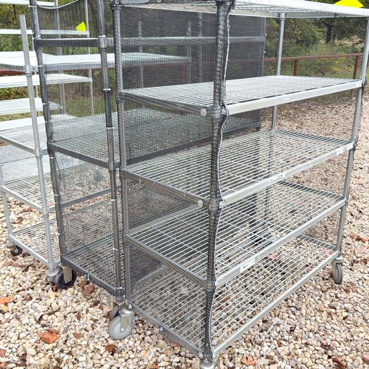 3 rolling metal shelves up to 4' wide