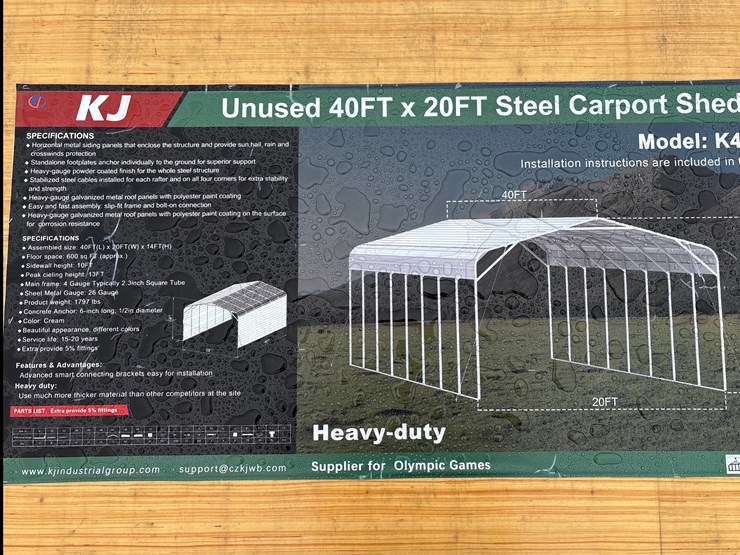#6863-•-40ft-x-12ft-steel-carport-shed-(new)-image-2