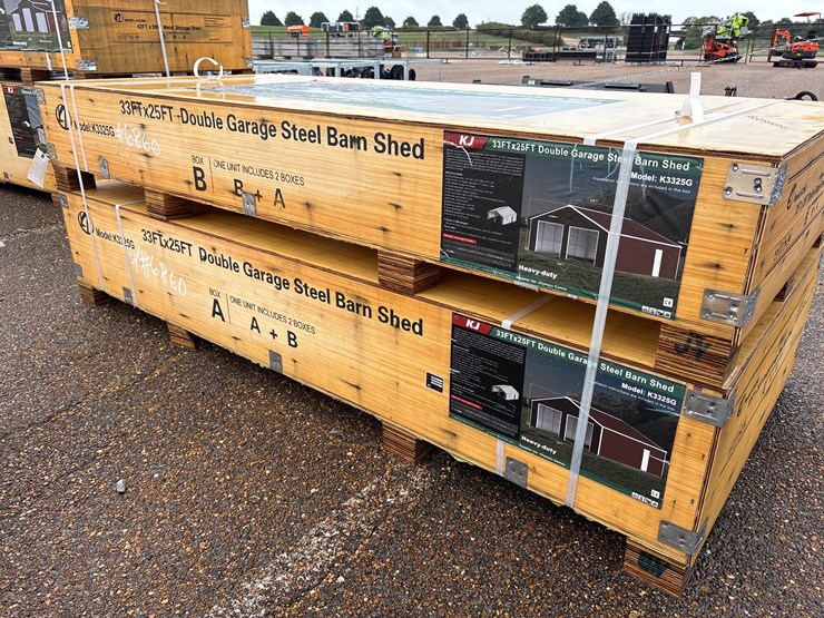#6860-•-33ft-x-25ft-double-garage-steel-barn-shed-(new)-image-1
