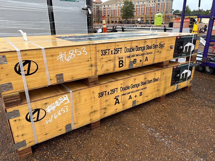 #6853-•-33ft-x-25ft-double-garage-steel-barn-shed-(new)-image-1