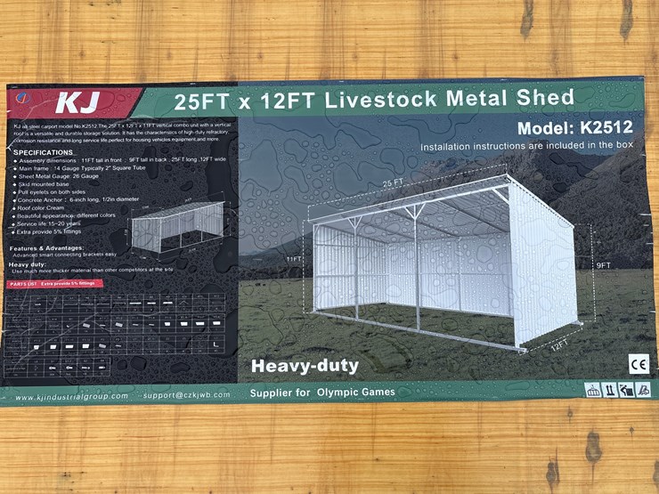 #6862-•-25ft-x-12ft-livestock-metal-shed-(new)-image-2